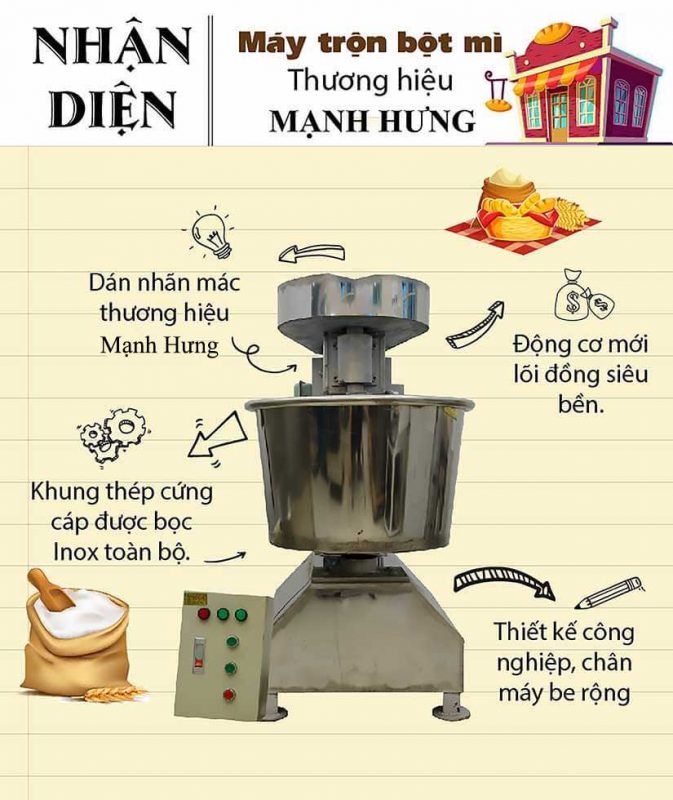Nhận Diện Máy Trộn Bột Mì Thương Hiệu Manh Hung